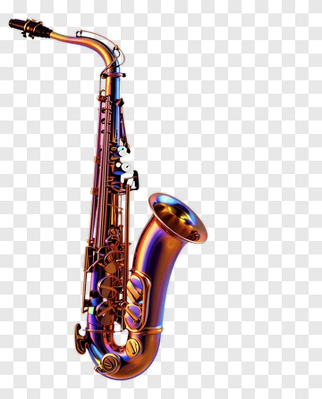 3D Saxophone With Colorful Finish PNG