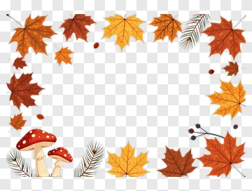 Autumn Leaves And Mushrooms Frame PNG