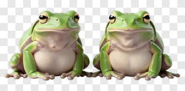 Realistic Green Frogs Sitting Together PNG