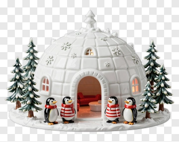 Penguins Near A Winter Igloo PNG