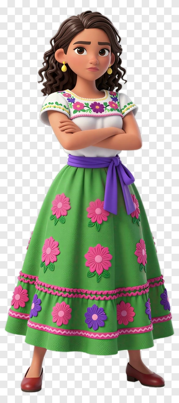 Cartoon Character In Colorful Dress PNG