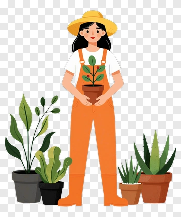 Gardener Holding A Potted Plant PNG
