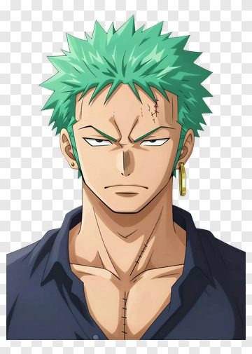 Anime Character With Green Hair And Earring PNG