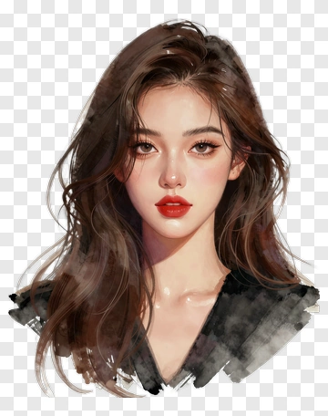 Portrait Of A Young Woman With Long Hair PNG