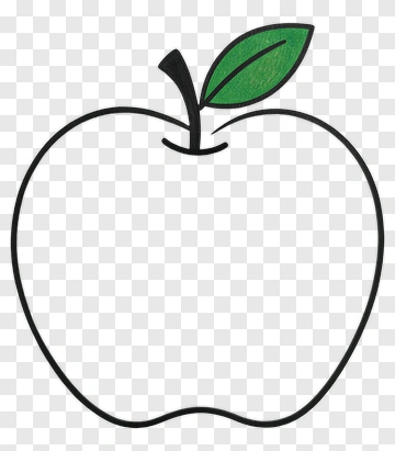 Outline Of An Apple With Leaf PNG
