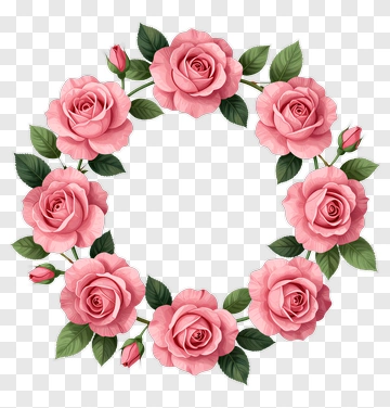 Pink Rose Floral Wreath PNG