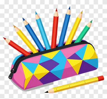 Colorful Pencil Case With Colored Pencils PNG