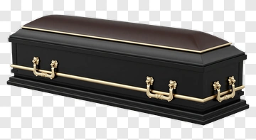 Black Casket With Gold Handles PNG