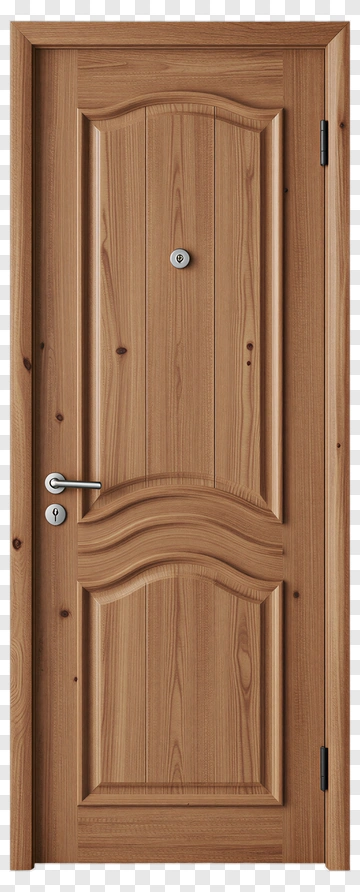 Wooden Door With Decorative Design PNG