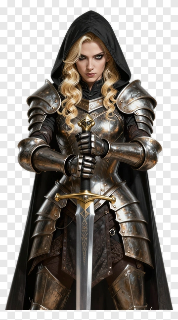 Female Knight In Armor Holding A Sword PNG