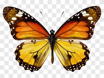 Colorful Butterfly With Orange And Yellow Wings PNG