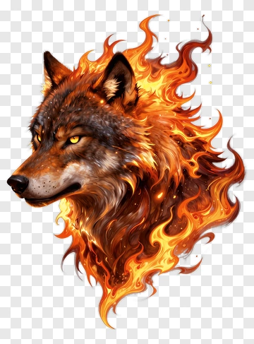Fiery Wolf Head PNG