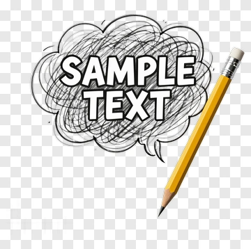 Speech Bubble With Sample Text And Pencil PNG