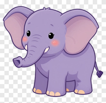 Cartoon Purple Elephant PNG