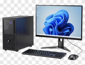 Computer Setup With Monitor And Keyboard PNG
