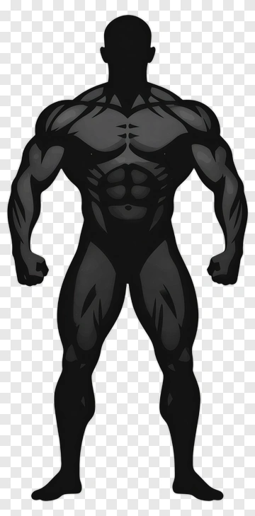 Silhouette Of A Muscular Man PNG