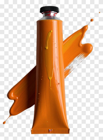 Orange Paint Tube With Splash PNG