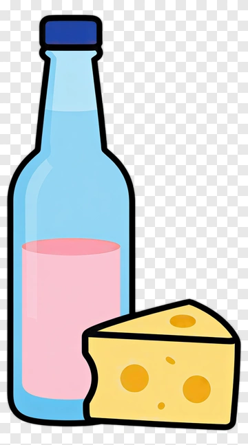Cartoon Bottle And Cheese PNG
