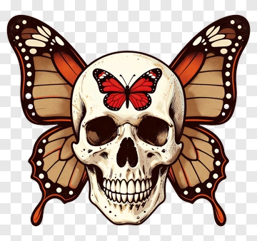 Skull With Butterfly Wings PNG
