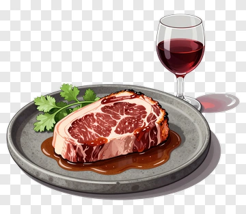 Juicy Ribeye Steak With Red Wine PNG