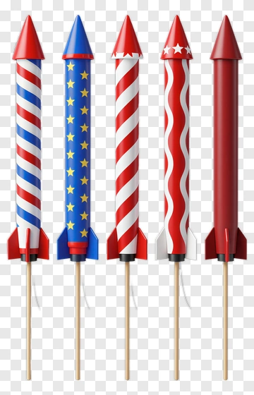 Colorful Fireworks Rockets PNG