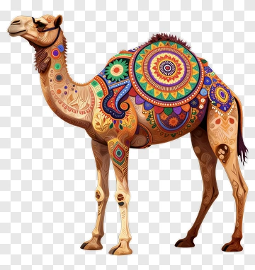 Colorful Camel With Decorative Patterns PNG