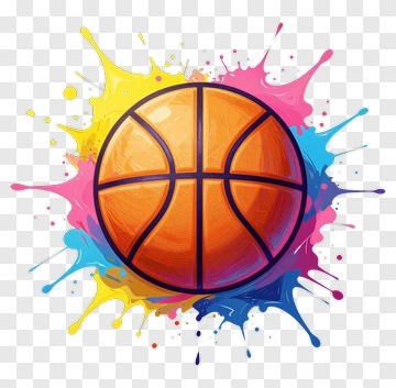 Colorful Basketball With Paint Splashes PNG