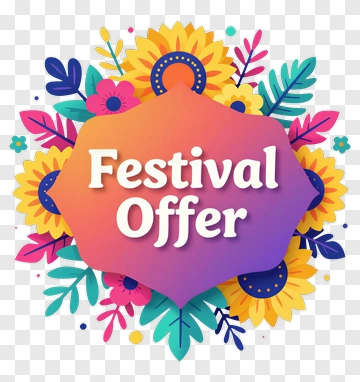 Festival Offer With Colorful Flowers PNG