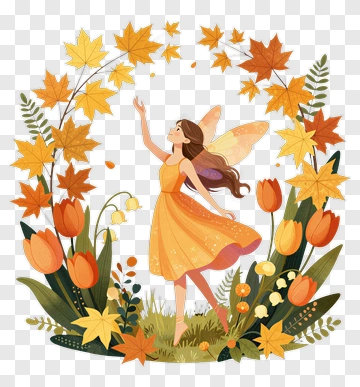 Fairy In An Autumn Garden PNG