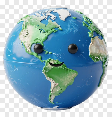 Cartoon Earth Globe With A Smile PNG