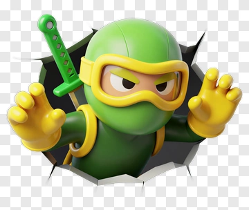 Cartoon Ninja Character Breaking Through A Wall PNG