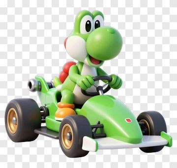 Yoshi Driving A Go-Kart PNG