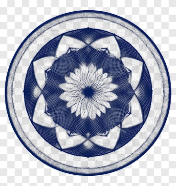 Geometric Mandala Design In Blue And White PNG