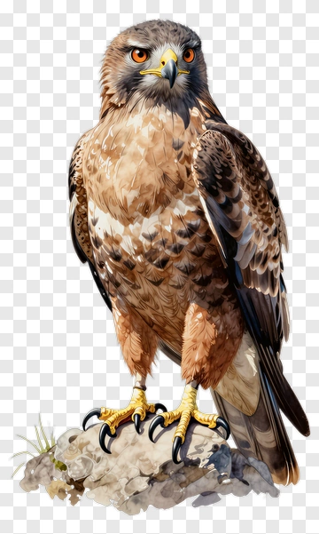 Realistic Hawk Perched On A Rock PNG