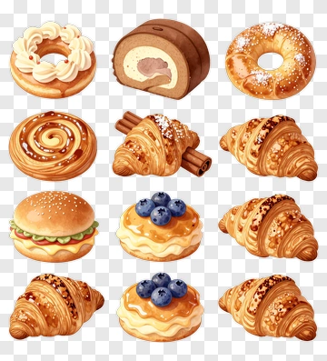 Assorted Baked Goods And Pastries PNG