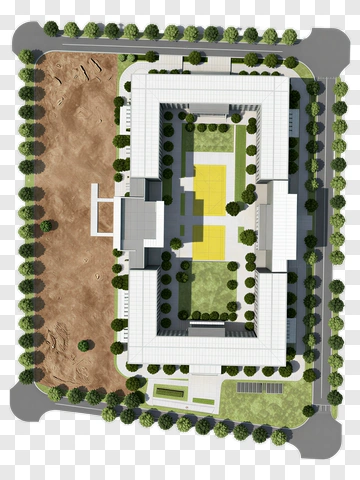 Aerial View Of Modern Building With Green Spaces PNG