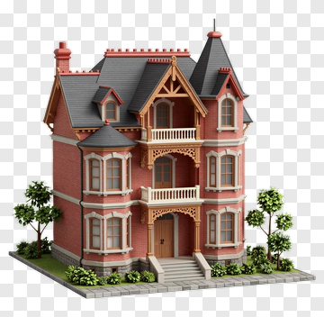 Victorian House With Trees PNG