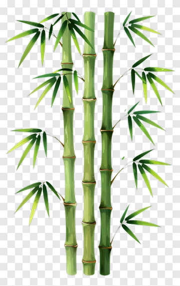 Bamboo Stalks With Green Leaves PNG