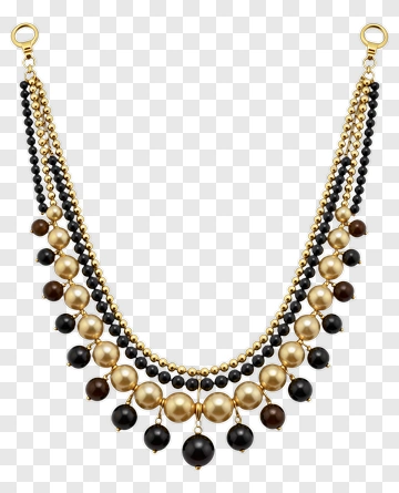 Elegant Gold And Black Beaded Necklace PNG