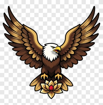 Eagle With Lotus Flower PNG