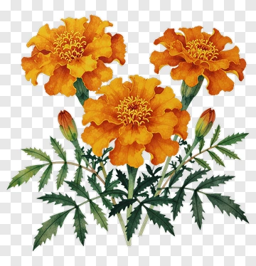 Watercolor Marigold Flowers PNG