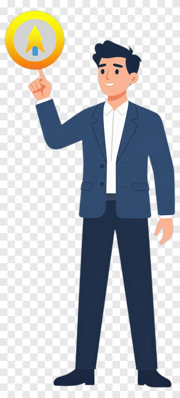 Businessman Pointing At An Arrow Symbol PNG