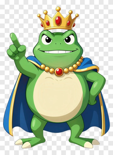 Cartoon Frog King Pointing PNG
