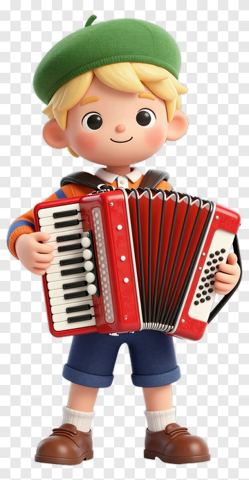 Cartoon Boy Playing Accordion PNG