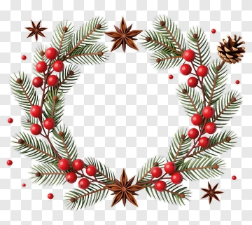 Christmas Wreath With Pine Cones And Berries PNG
