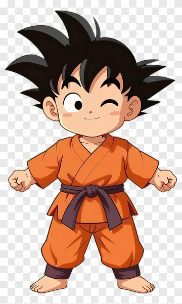 Cartoon Boy In Orange Gi PNG