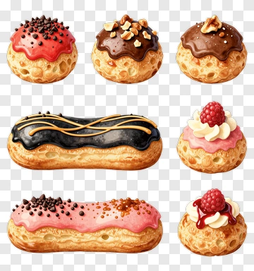 Assorted Pastries With Toppings PNG
