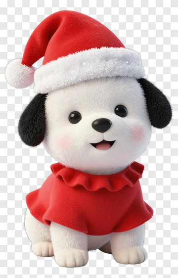 Cartoon Dog In Santa Hat And Red Sweater PNG