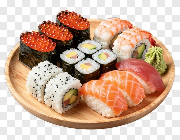 Sushi Platter With Various Types Of Sushi PNG