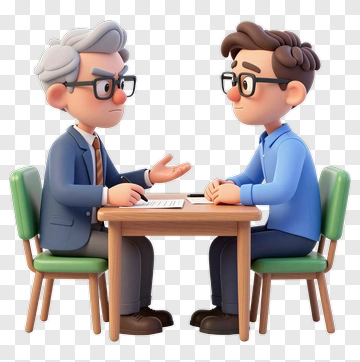 Cartoon Businessman And Young Man In A Meeting PNG